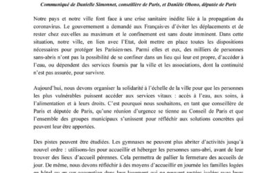 Communiqué – Coronavirus : à Paris, organisons la solidarité !